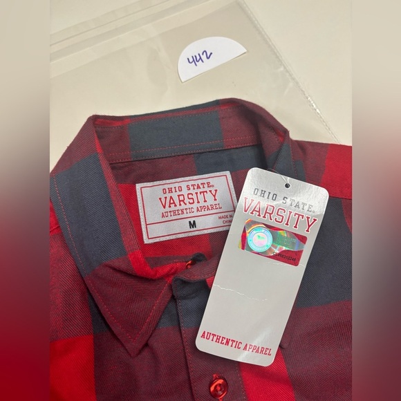 OHIO STATE Flannel Shirt Authentic Varsity Apparel Mens Size Medium New Plaid - Picture 5 of 5